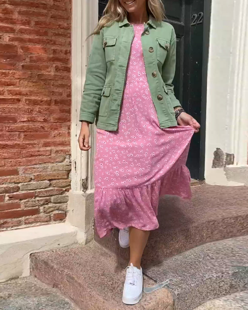 Round neck floral print dress