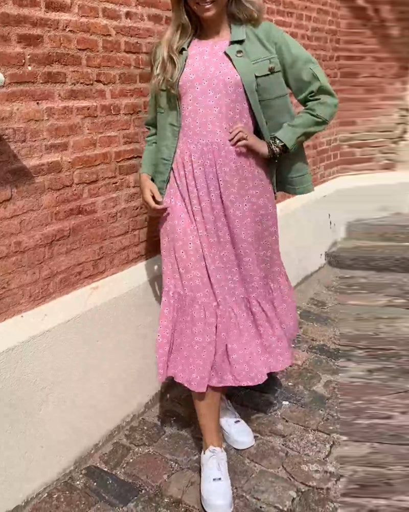 Round neck floral print dress