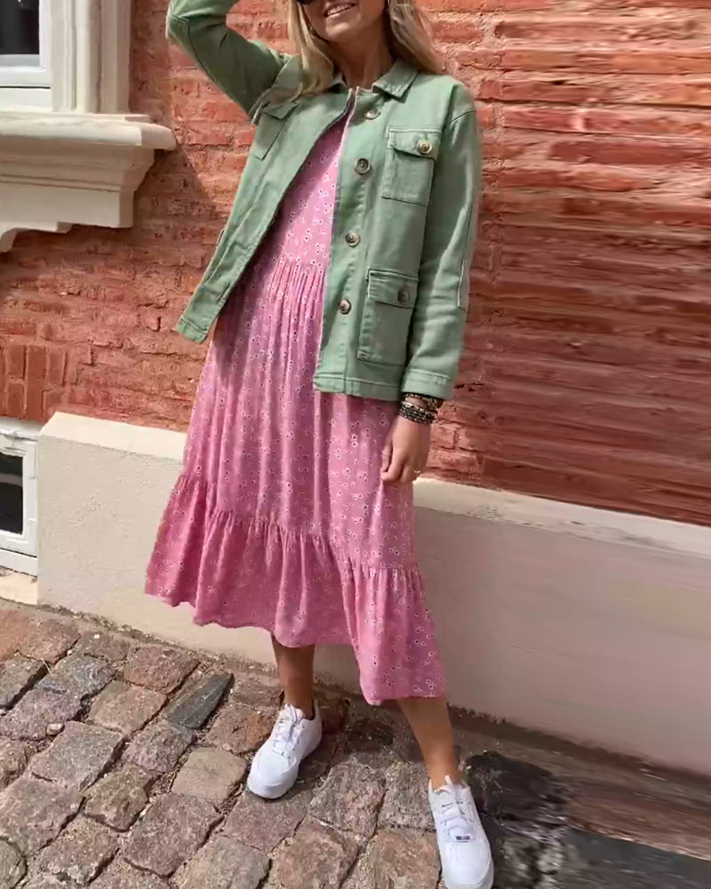 Round neck floral print dress