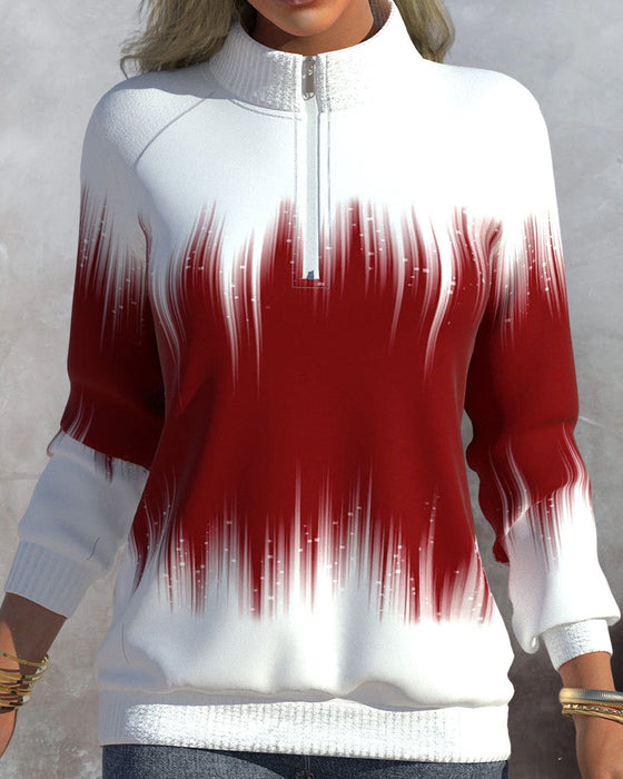 High Neck Gradient Print Sweatshirts