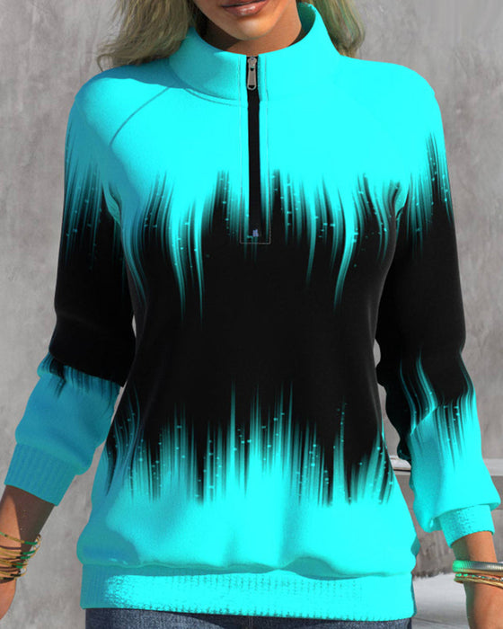 High Neck Gradient Print Sweatshirts