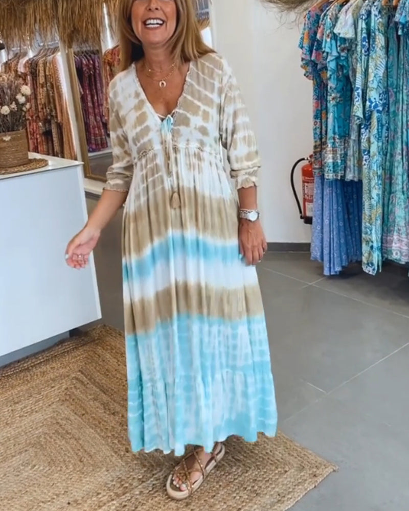 Contrast print strappy casual dress