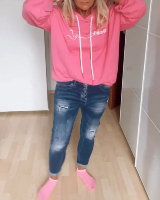 Loose anchor print hoodies