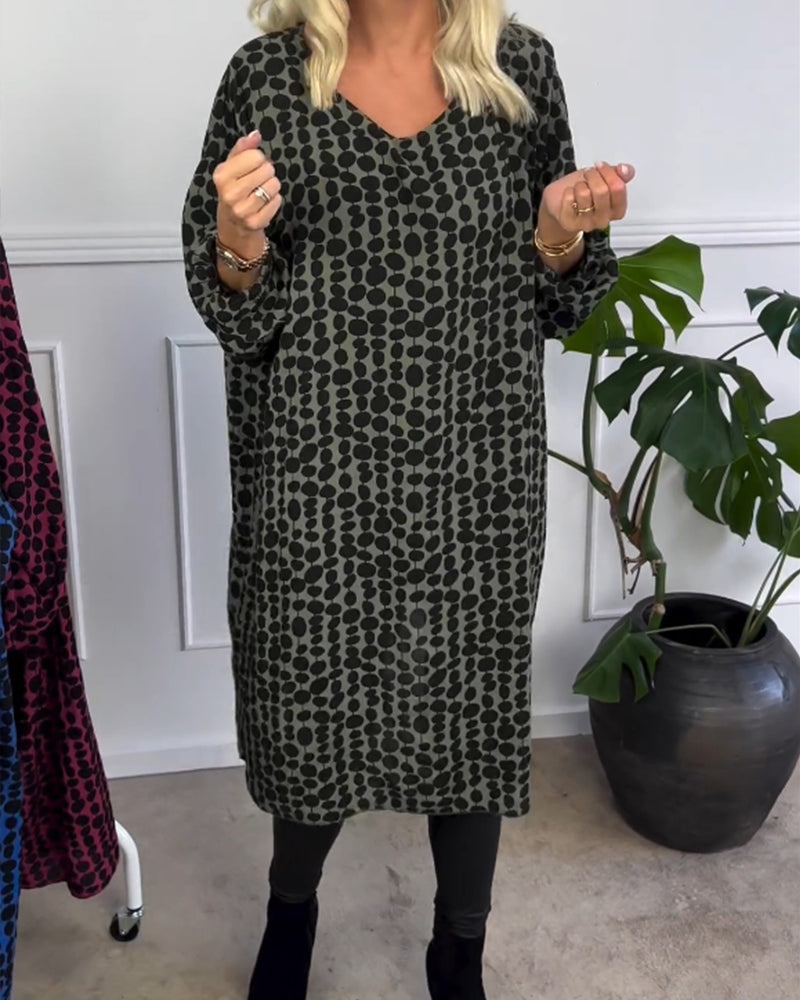 Retro polka dot v-neck dress