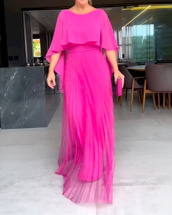 Round Neck A Line Maxi Dress