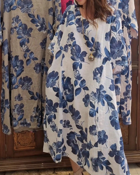 Floral print pocket casual dress