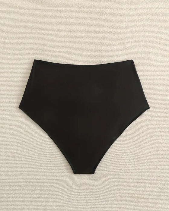 Pleated Solid High Waist Swimwear Bottom