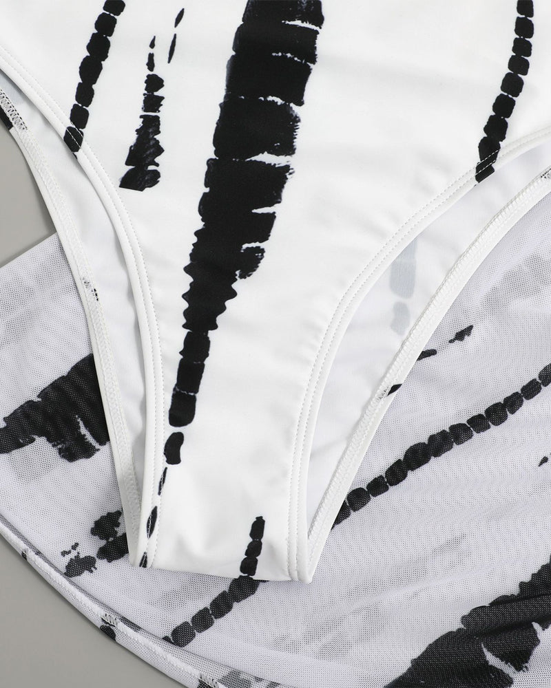 Halter neck one piece bikini two piece set