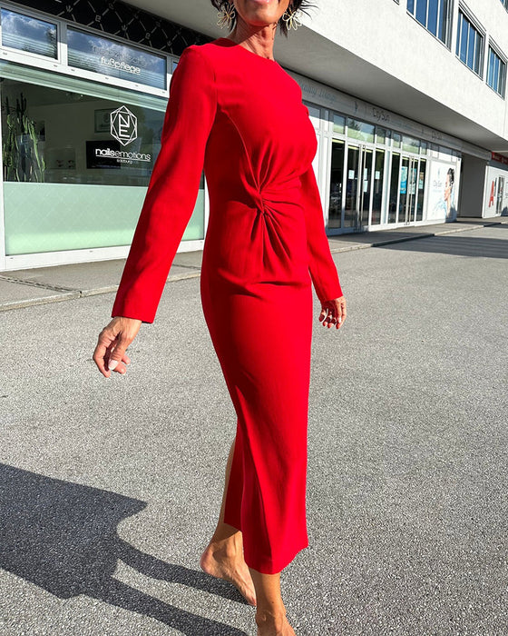 Solid Color Rond Neck Casual Dress
