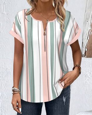 Casual color block striped top