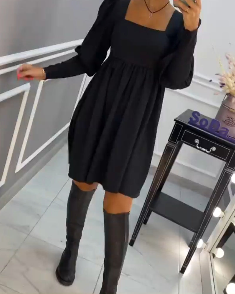 Elegant Square Neck A-Line Dress