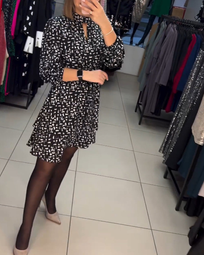 Elegant printed cutout dress