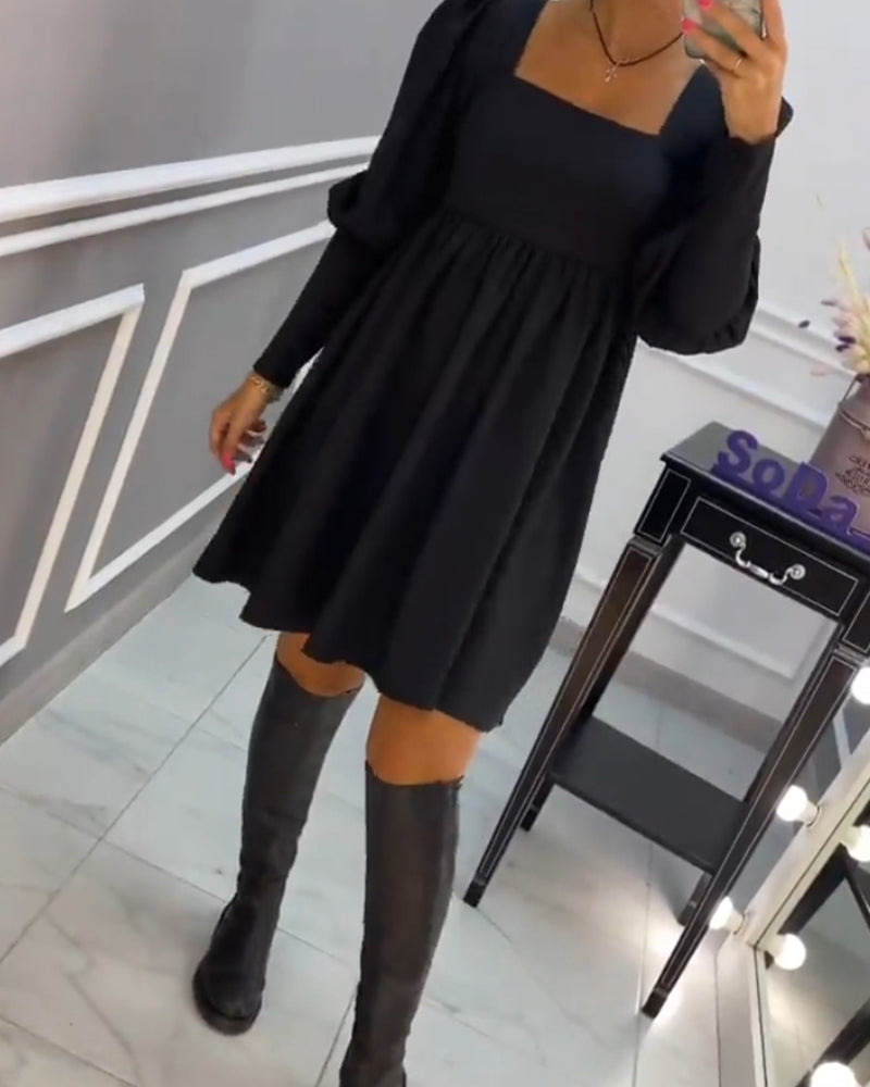 Elegant Square Neck A-Line Dress