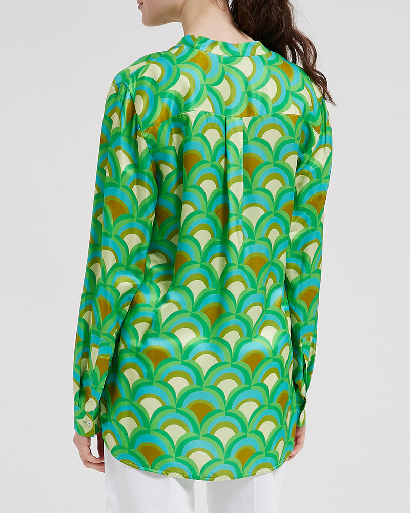 Geometric print long sleeve blouse