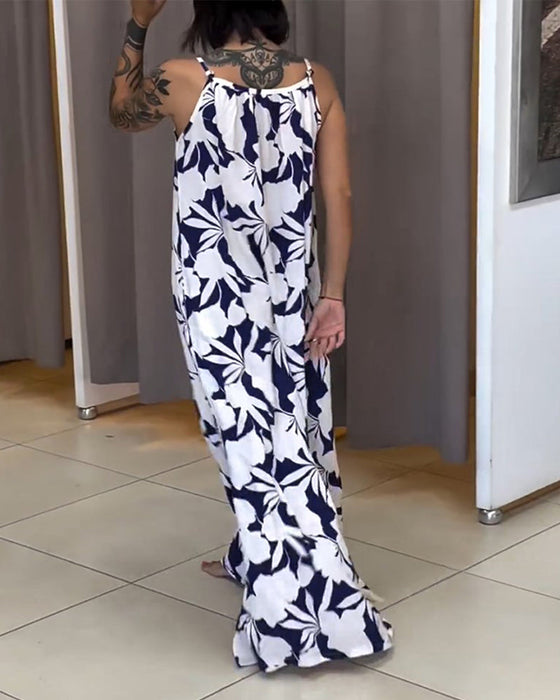 Strappy printed shift dress