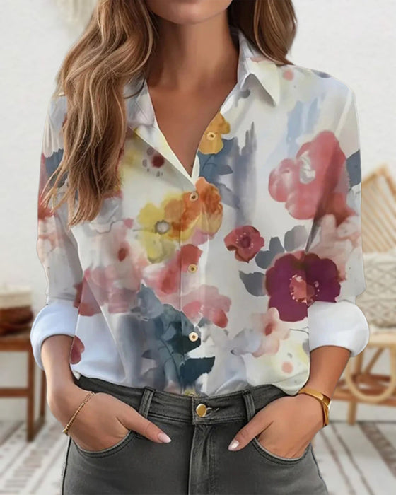 Elegant shirt with colorful floral print