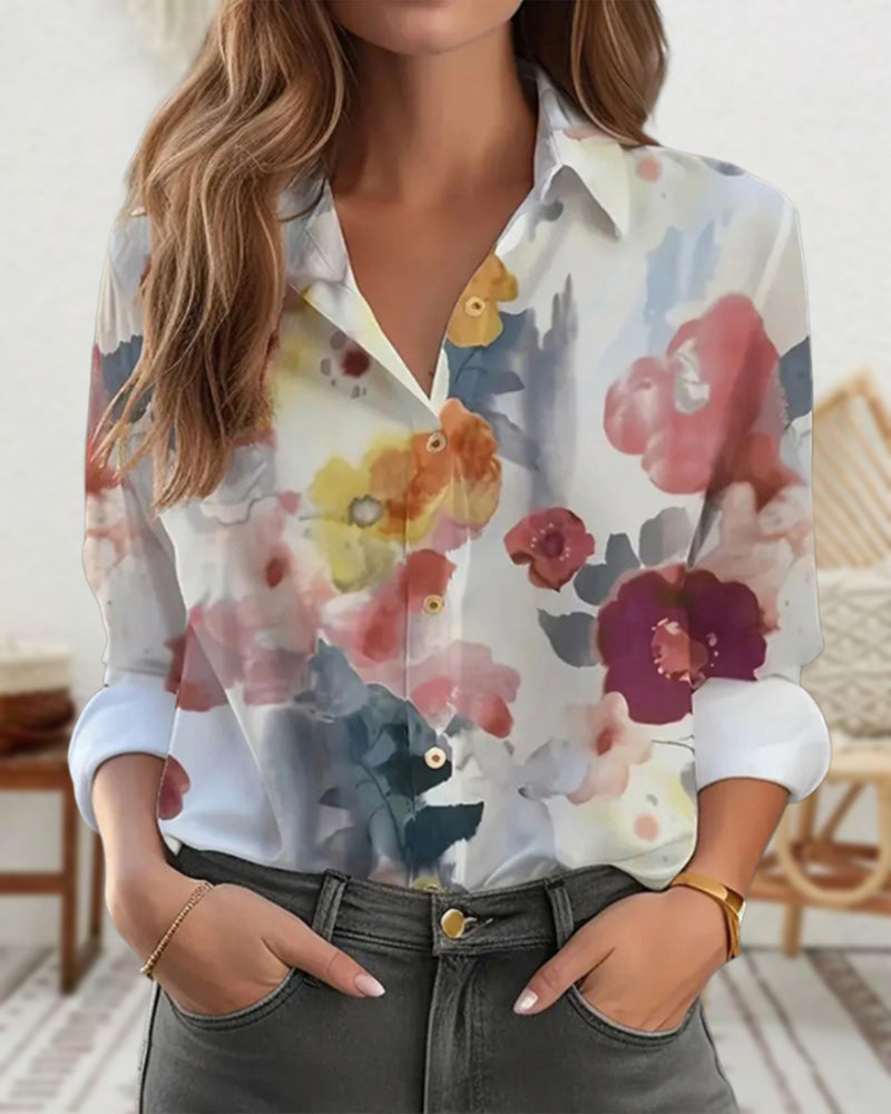 Elegant shirt with colorful floral print