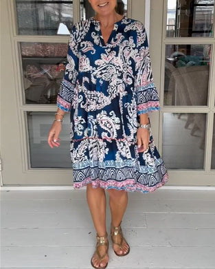 V-neck Paisley Print Dress