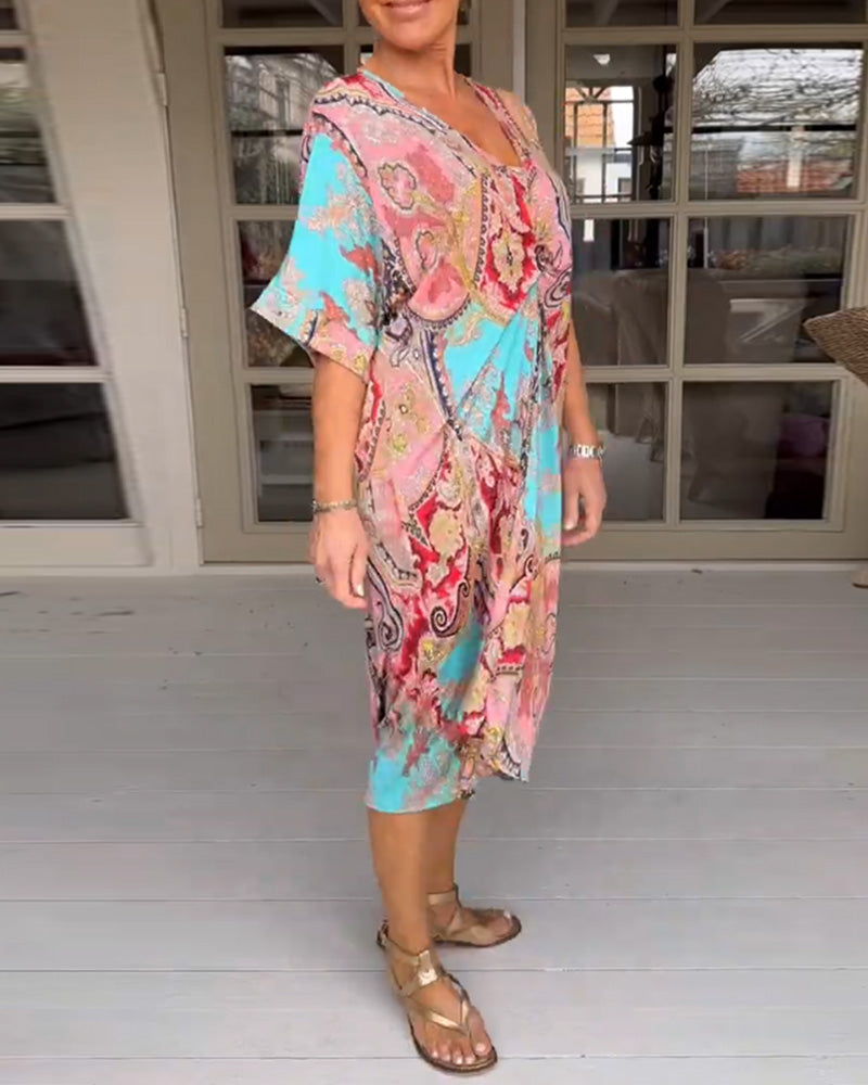 V neck half sleeve dress