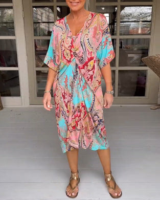 V neck half sleeve dress