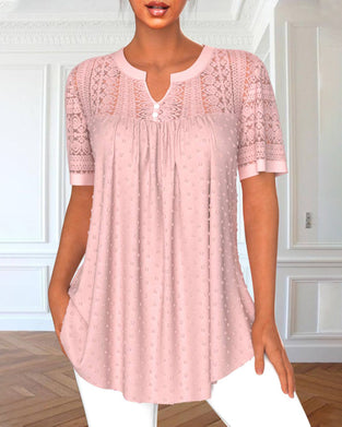 Lace sleeve solid color elegant blouse