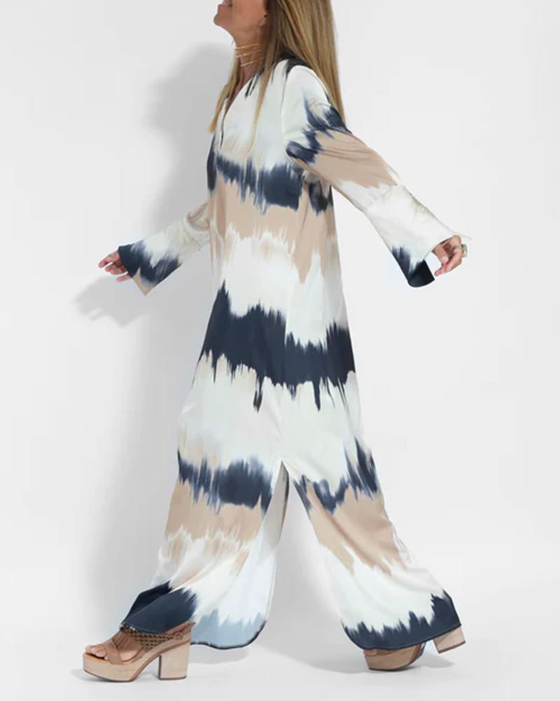 V neck long sleeve dress