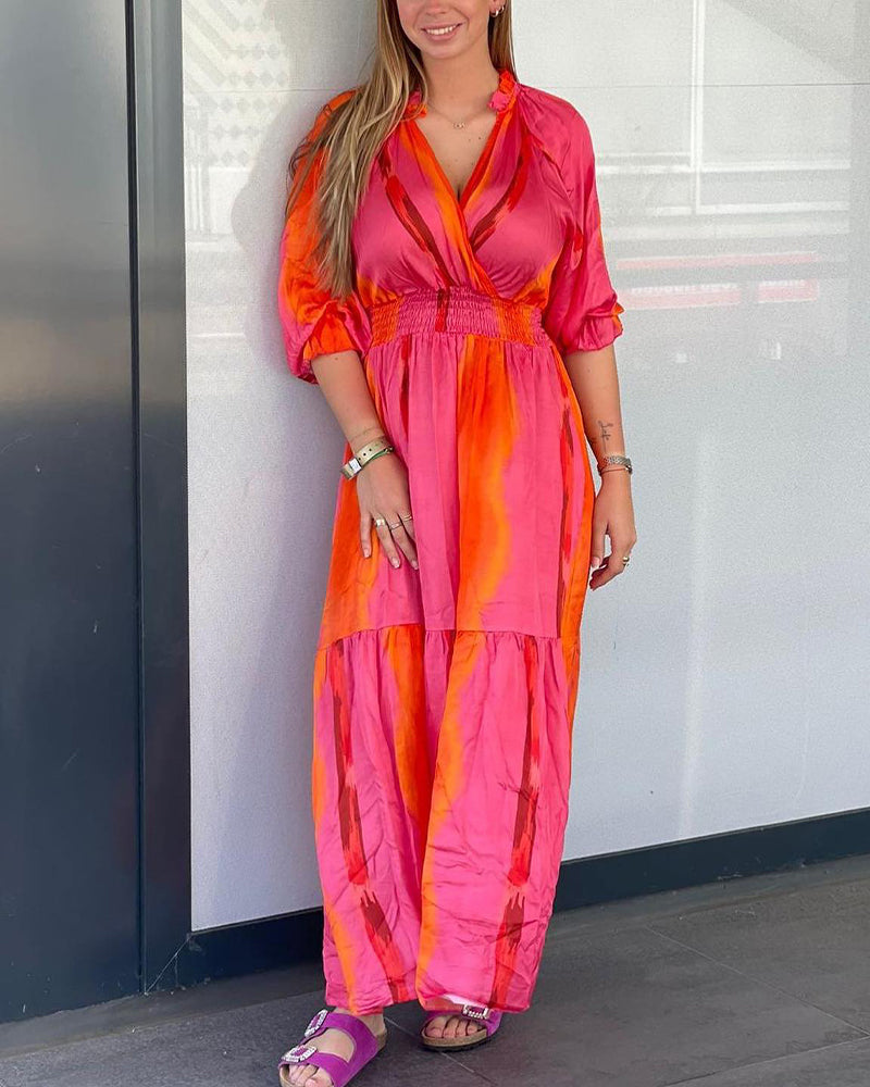 V neck 3/4 sleeve dress