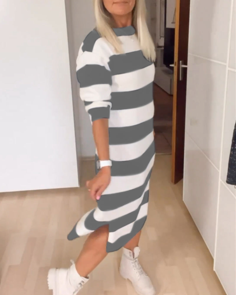 Round Neck Striped Dress