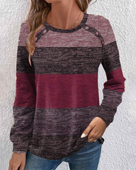 Round Neckline Color Block Top