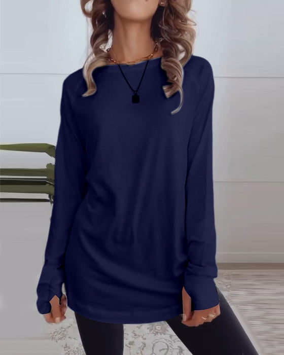 Solid color long sleeve casual top