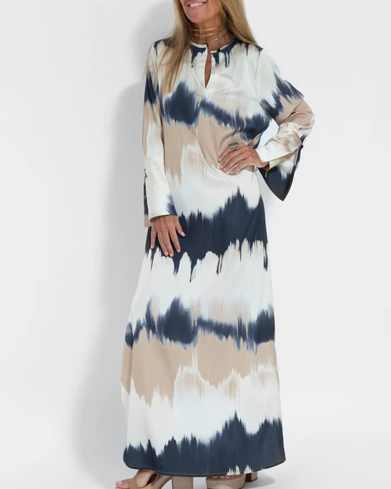 V neck long sleeve dress