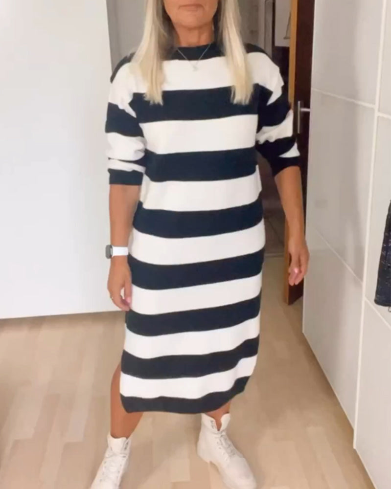Round Neck Striped Dress
