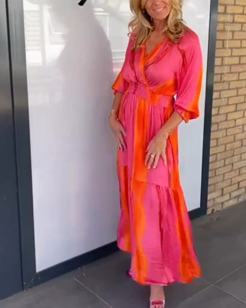 V neck 3/4 sleeve dress