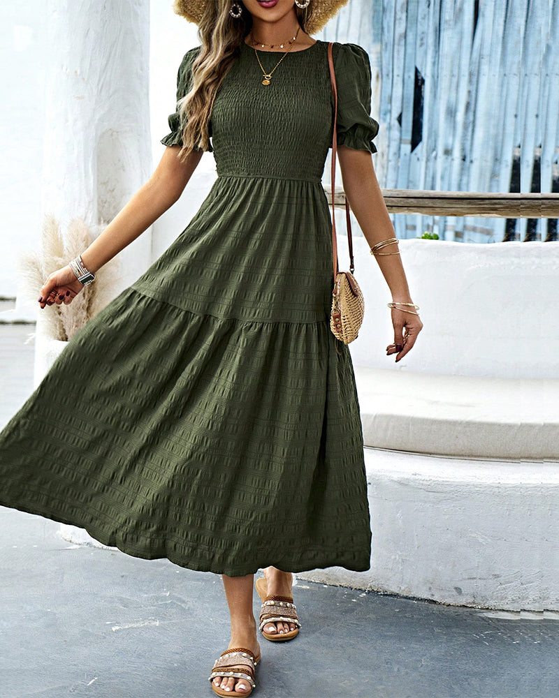 Round neck Shirred Dress