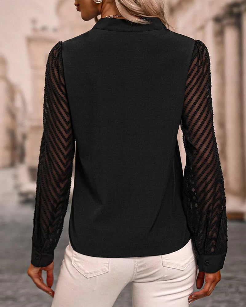 Solid color long sleeve blouse