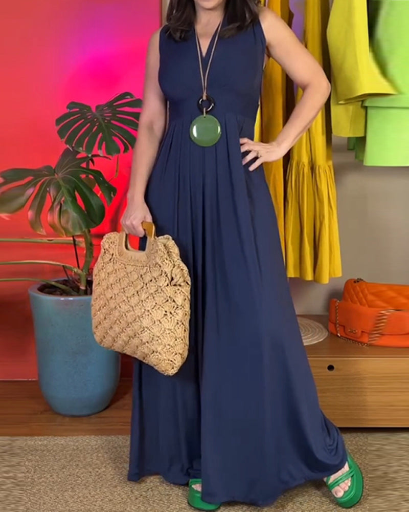 Elegant sleeveless slim long dress