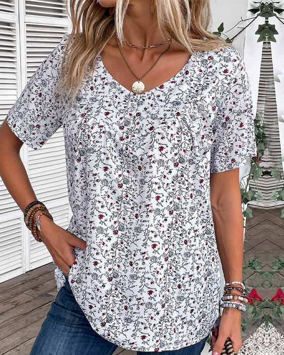 Ruffled floral printed blouse