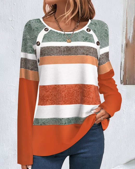 Striped colorblock raglan sleeve top