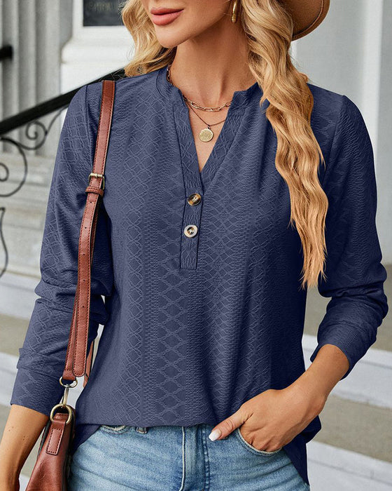 Solid color v-neck top