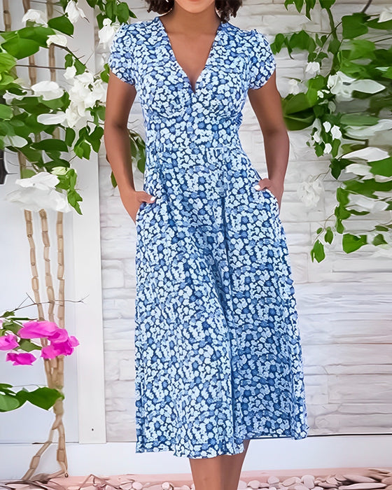 Floral print v-neck dress