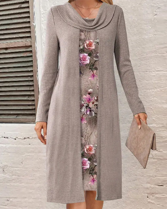 Floral print patchwork dress