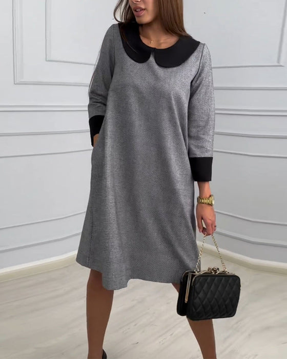 Casual Pocket Dress with Peter Pan Collar