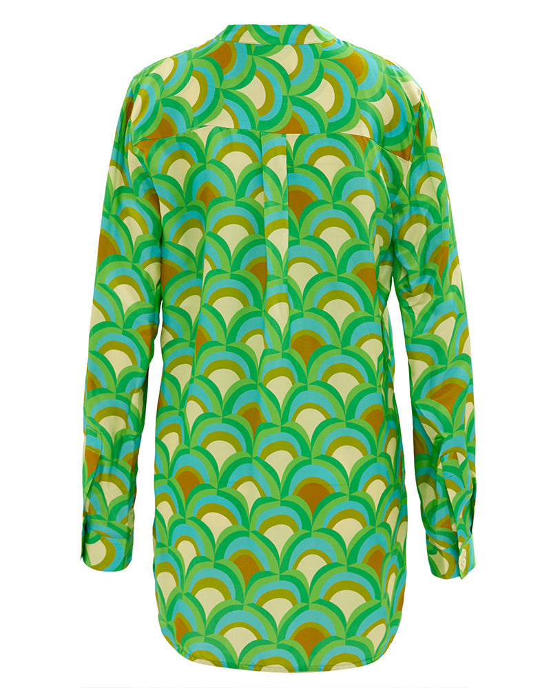 Geometric print long sleeve blouse