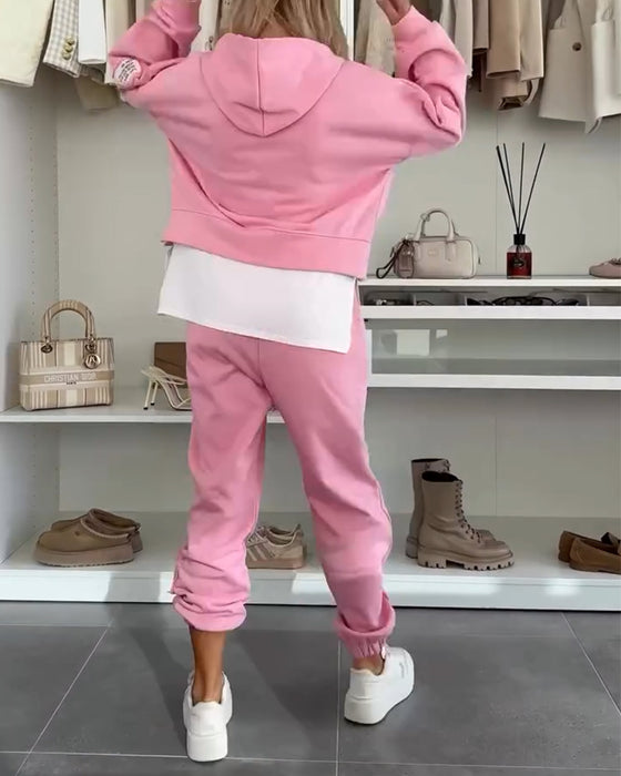 Casual Hooded Sweatshirt and Pants Set