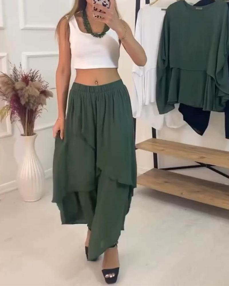 Irregular patchwork solid color casual pants