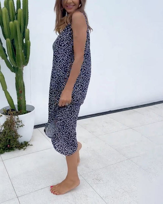 Printed v-neck sleeveless dress