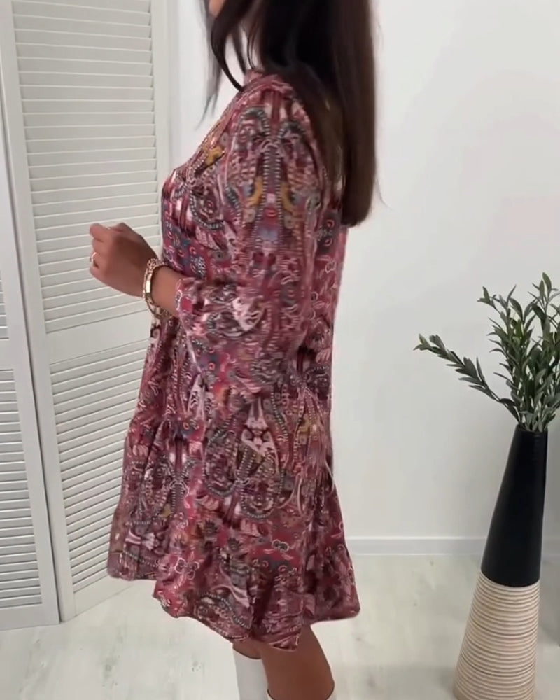 Women's romantic floral button dress
