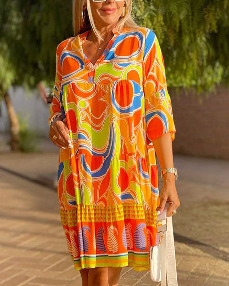 Colorful print casual dress