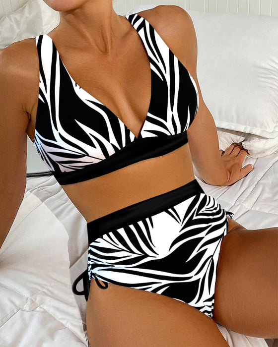 Two-Piece Printed High Waist Bikini