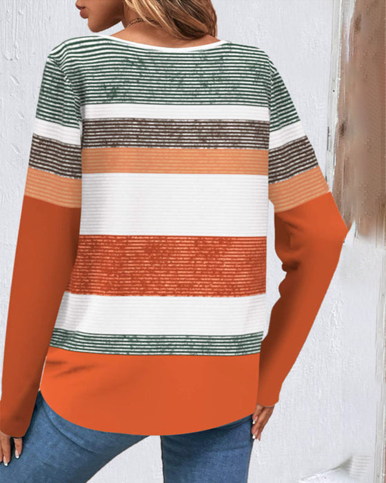 Striped colorblock raglan sleeve top
